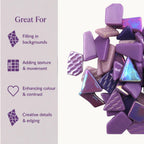 Mistral Purple Snippet Mix – Sintered Glass Jigsaw Style Mosaic Tiles | 100g Pack | Mosaic Supplies