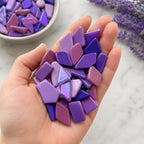 Mistral Purple Snippet Mix – Sintered Glass Jigsaw Style Mosaic Tiles | 100g Pack | Mosaic Supplies
