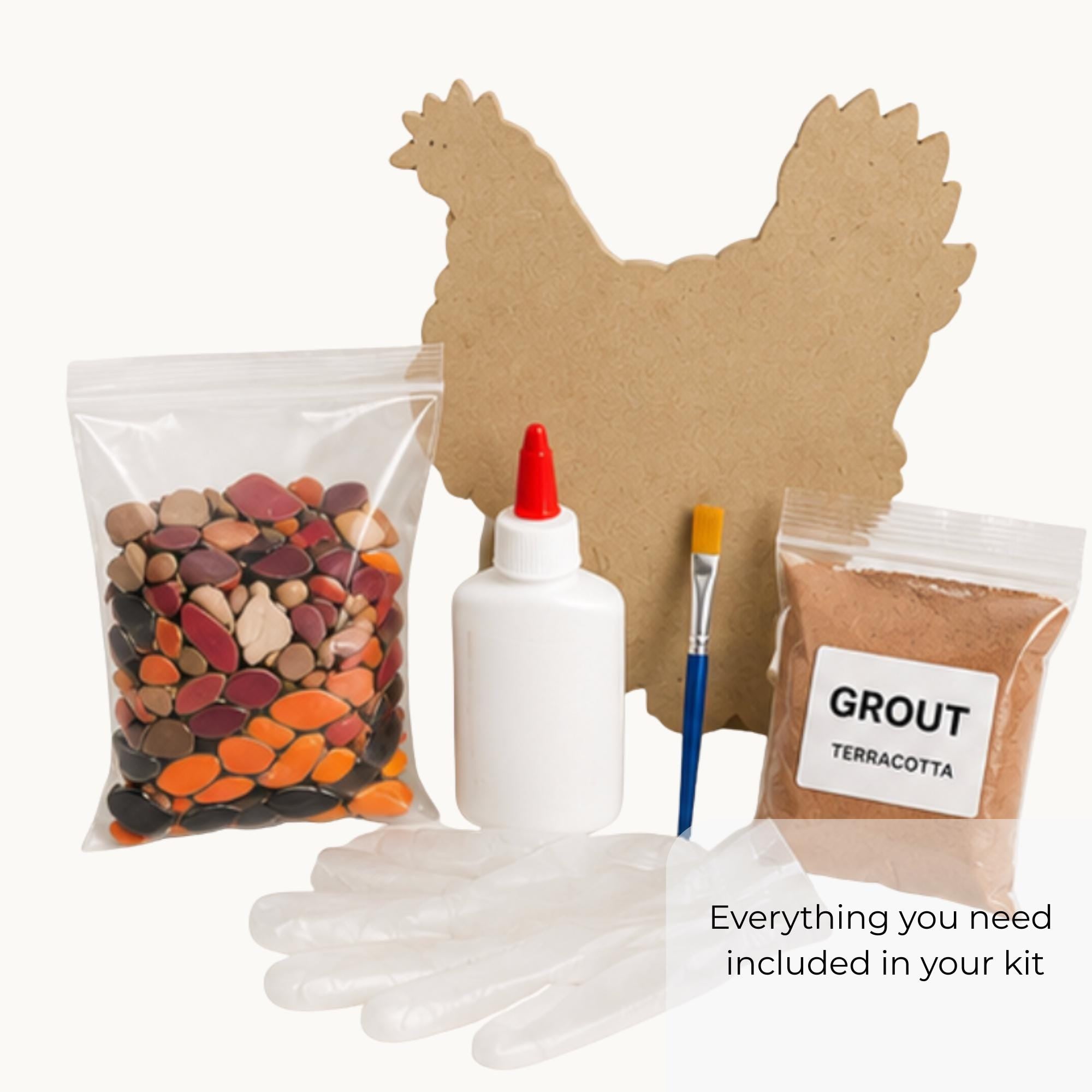 Mosaic Hen Kit – Freestanding Kitchen Ornament, Beginner Craft