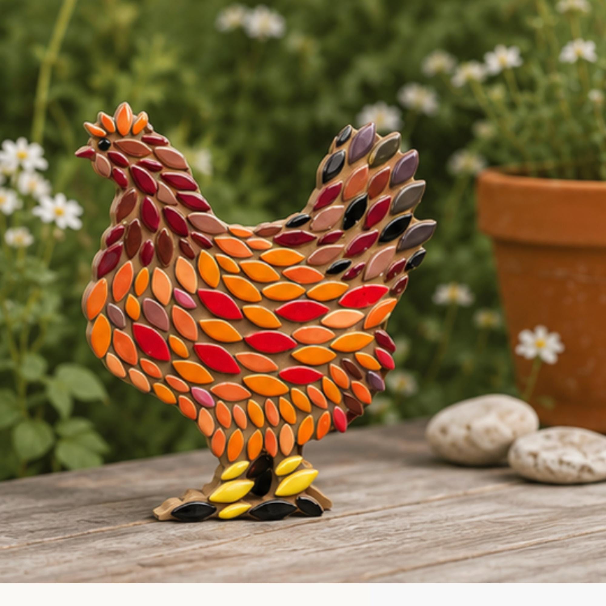 Mosaic Hen Kit – Freestanding Kitchen Ornament, Beginner Craft