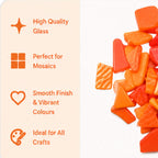 Sunburst Orange Snippet Mix – Sintered Glass Jigsaw Style Mosaic Tiles | 100g Pack | Mosaic Supplies