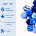 Blue Mix 12mm Optic Drops for Mosaic Artwork – Recycled Glass Tiles (50g Pack)
