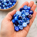 Blue Mix 12mm Optic Drops for Mosaic Artwork – Recycled Glass Tiles (50g Pack)