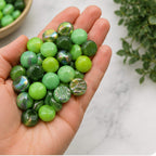 Forest Canopy Green Iridescent Glass Gems | 12mm Optic Drops for Mosaic Art (50g pack)