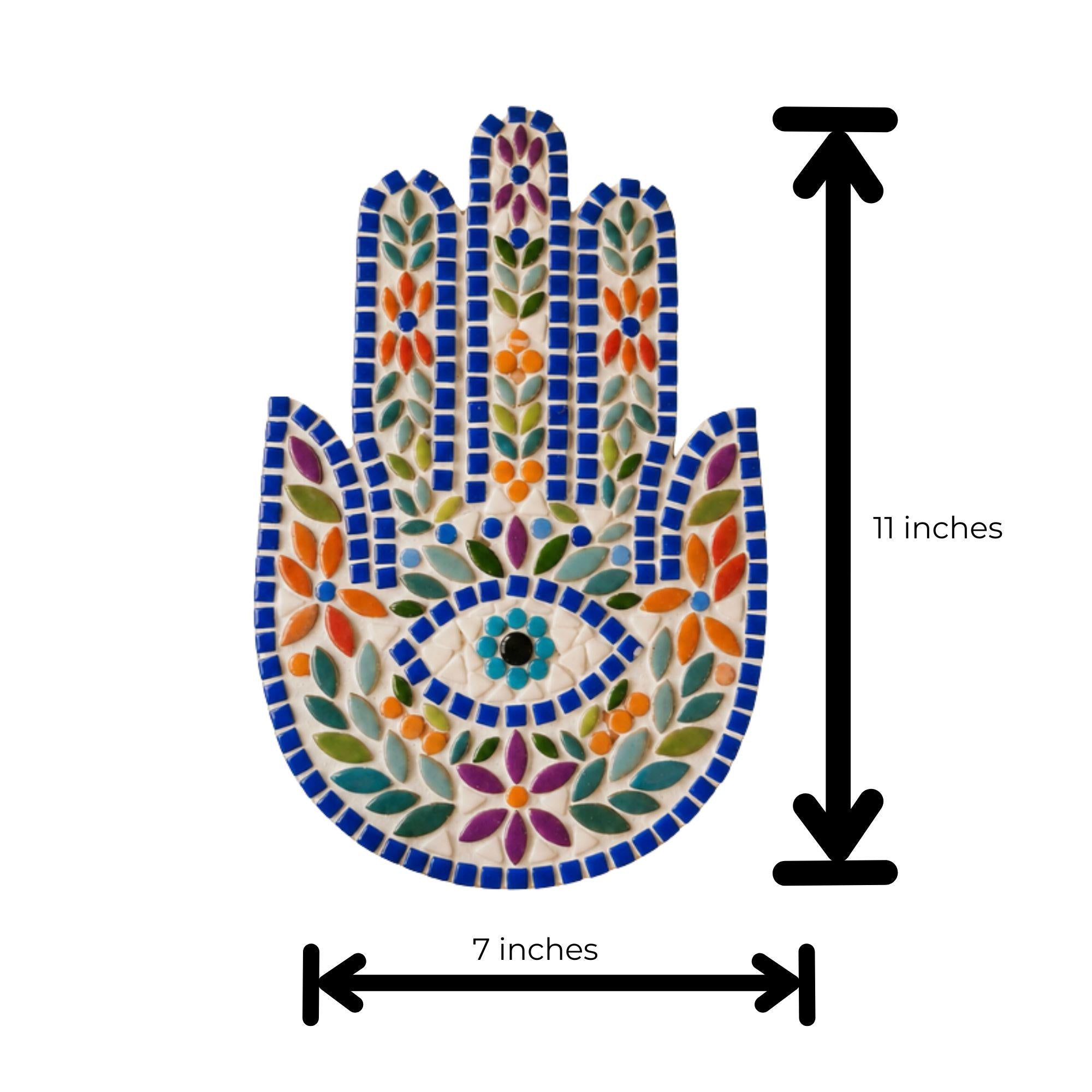 Folk Art Hamsa Hand Mosaic Kit | Beginner Craft Wall Hanging (No Cutting Required)