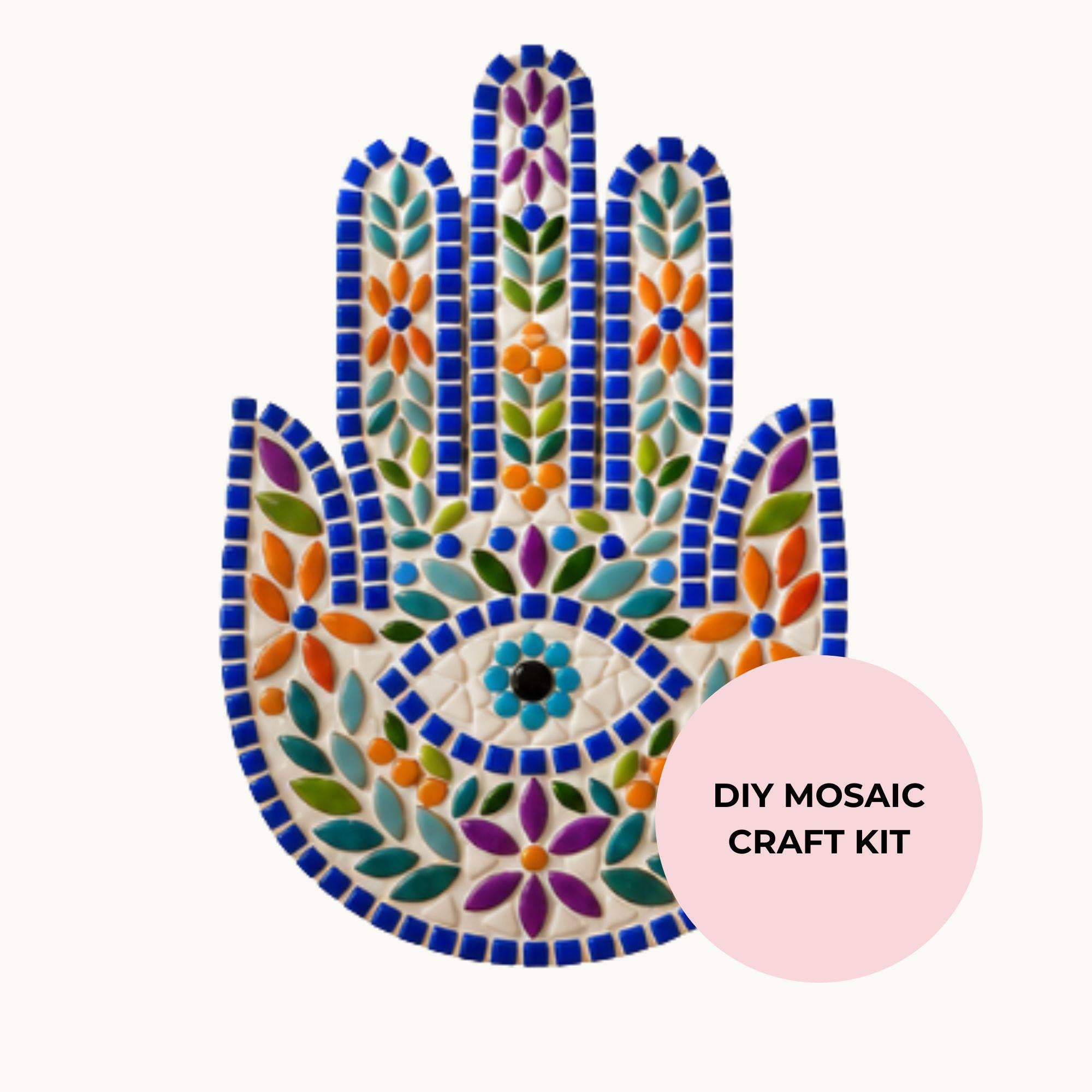 Folk Art Hamsa Hand Mosaic Kit | Beginner Craft Wall Hanging (No Cutting Required)