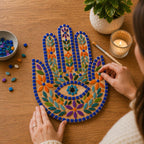 Folk Art Hamsa Hand Mosaic Kit | Beginner Craft Wall Hanging (No Cutting Required)