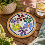 Rainbow Blooms Mosaic Trivet Kit | Beginner Mosaic Kit | DIY Mosaic Craft Kit | Colourful Flower Mosaic | No Cutting Required