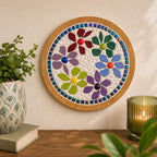 Rainbow Blooms Mosaic Trivet Kit | Beginner Mosaic Kit | DIY Mosaic Craft Kit | Colourful Flower Mosaic | No Cutting Required