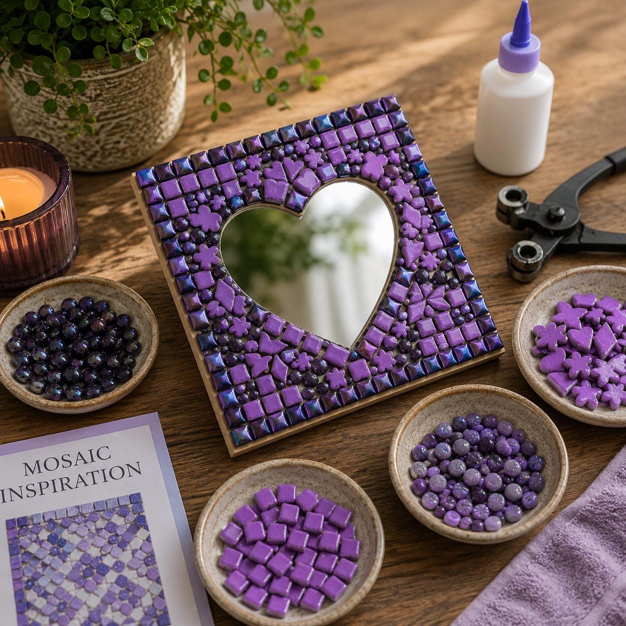 Lavender Dream Purple Iridescent Mosaic Glass Gems | 12mm Optic Drops for Mosaic Art, Crafts, Embellishments (50g pack)
