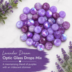 Lavender Dream Purple Iridescent Mosaic Glass Gems | 12mm Optic Drops for Mosaic Art, Crafts, Embellishments (50g pack)