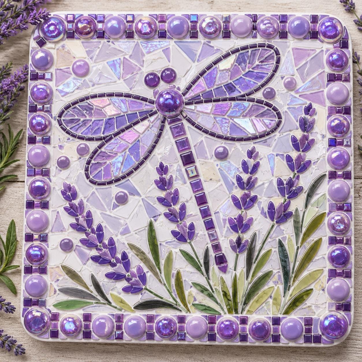 Lavender Dream Purple Iridescent Mosaic Glass Gems | 12mm Optic Drops for Mosaic Art, Crafts, Embellishments (50g pack)
