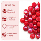 Scarlet Desire Iridescent Glass Gems | 12mm Red Optic Drops for Mosaics (50g)