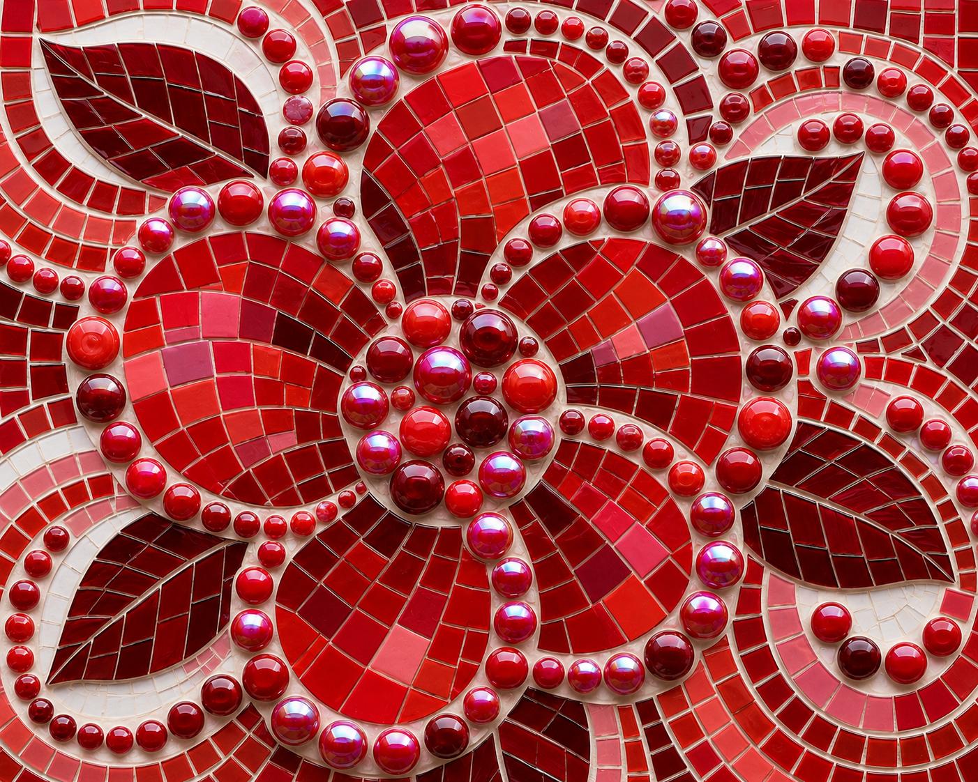 Scarlet Desire Iridescent Glass Gems | 12mm Red Optic Drops for Mosaics (50g)