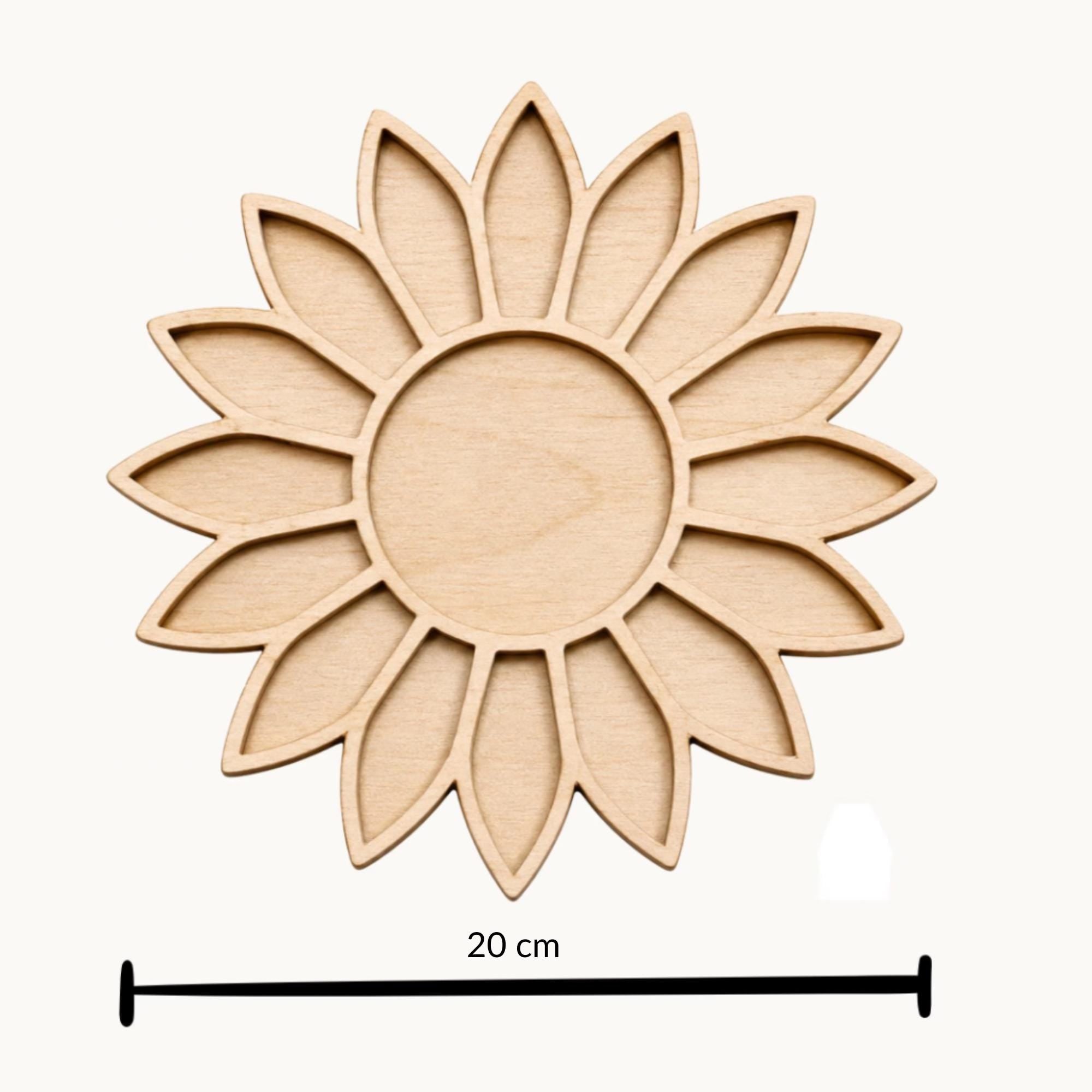 Laser Cut Wooden Sunflower Mosaic Base | 20cm Craft Shape for Broken China