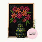 3D Midnight Blooms Flower Vase Mosaic Kit | Framed Mosaic Craft Kit | DIY Mosaic Wall Art Craft Kit | Beginner to Intermediate Mosaic Kit