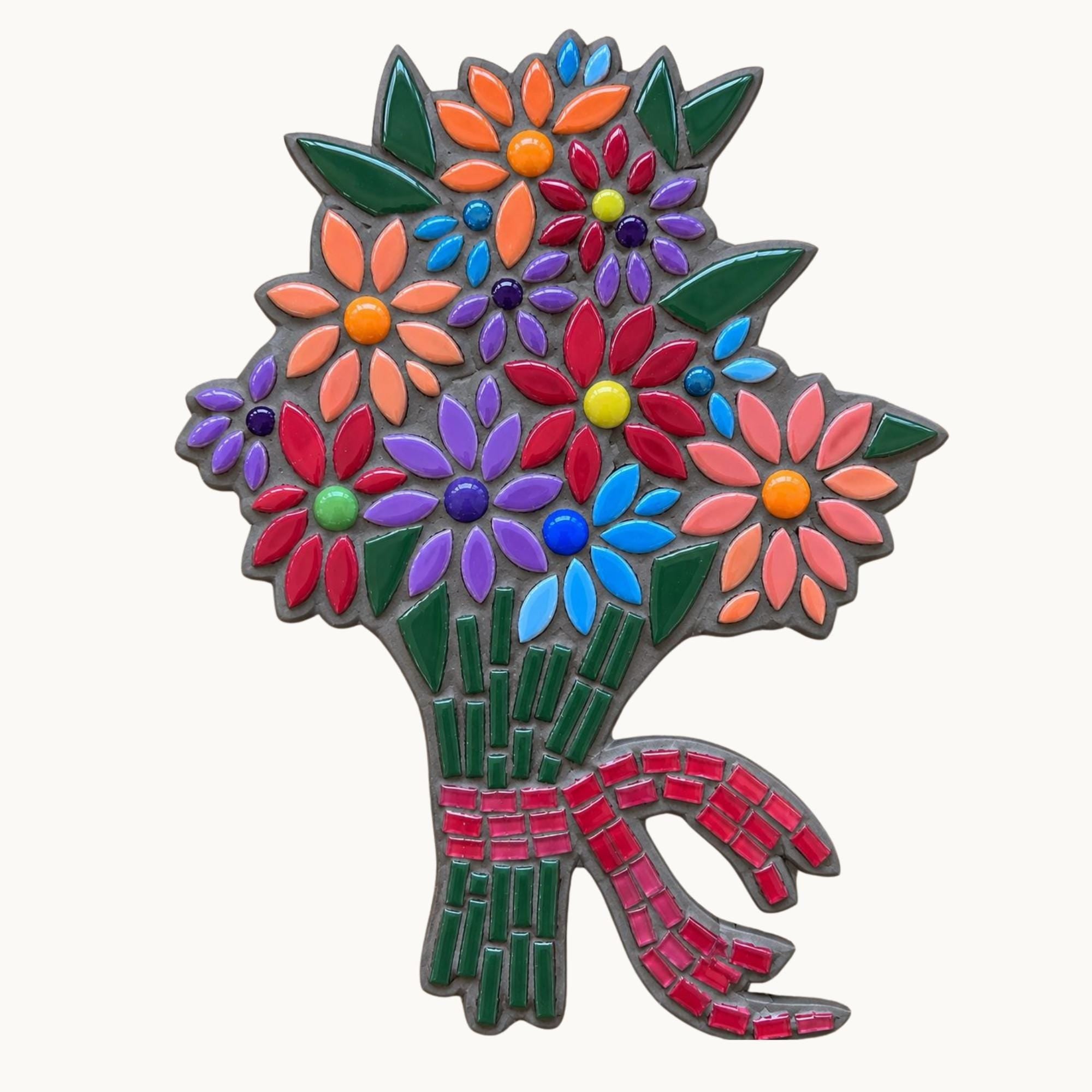 Bright Blooms Bouquet Mosaic Craft Kit | DIY Mosaic Wall Art | Ceramic Tile Craft Kit | Beginner to Intermediate Mosaic Kit