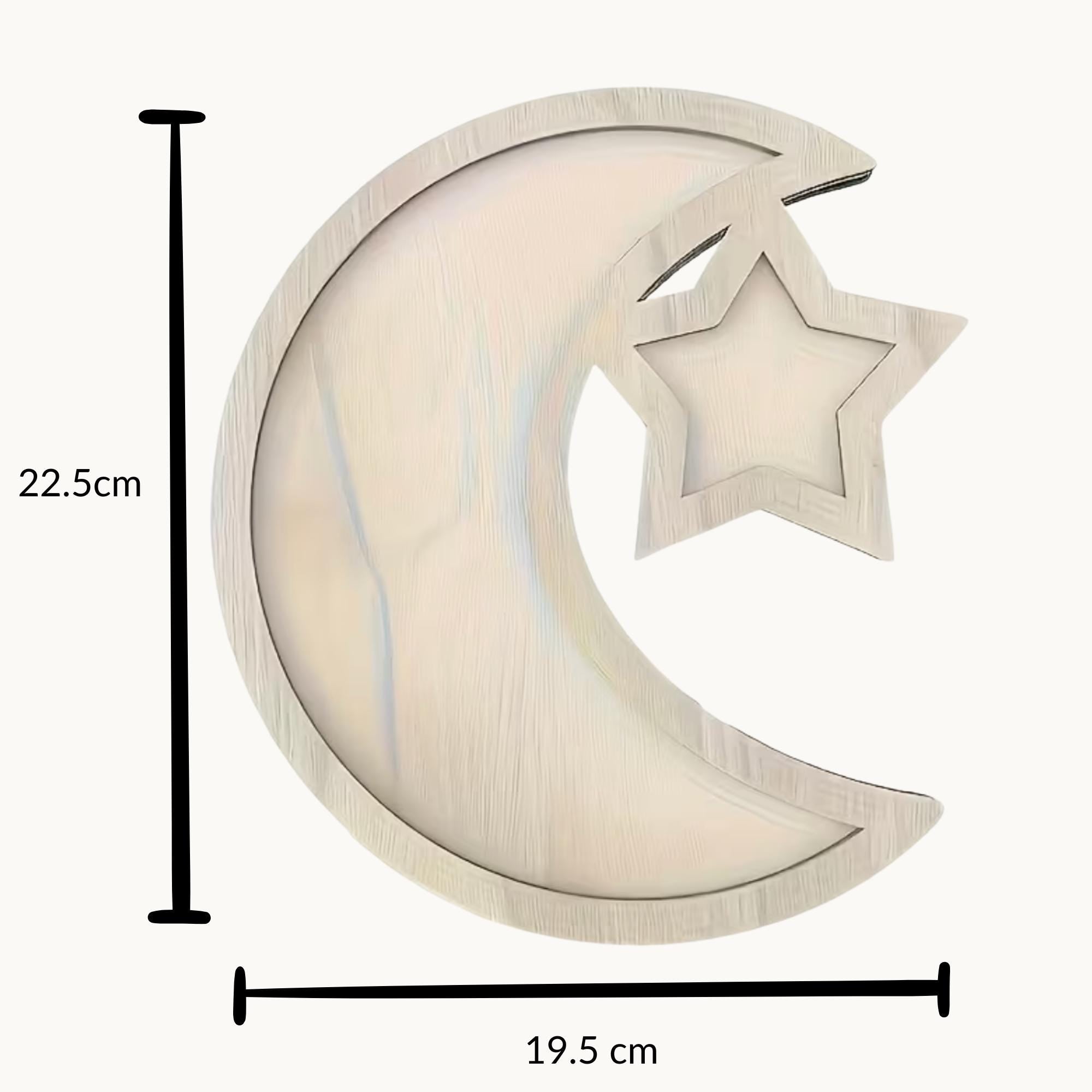Laser Cut Wooden Moon and Star Mosaic Base | 22.5 x 19.5 cm Craft Shape for Mosaic