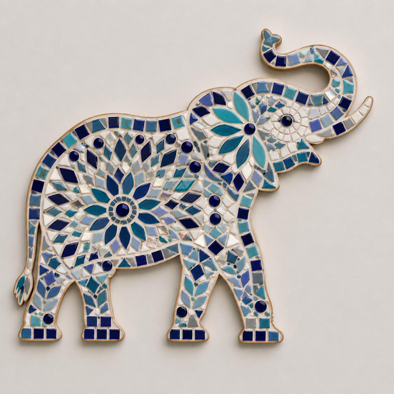 Wooden Elephant Mosaic Base – 6mm Birchwood Ply Craft Blank (23cm x 18cm) Garden Décor Projects
