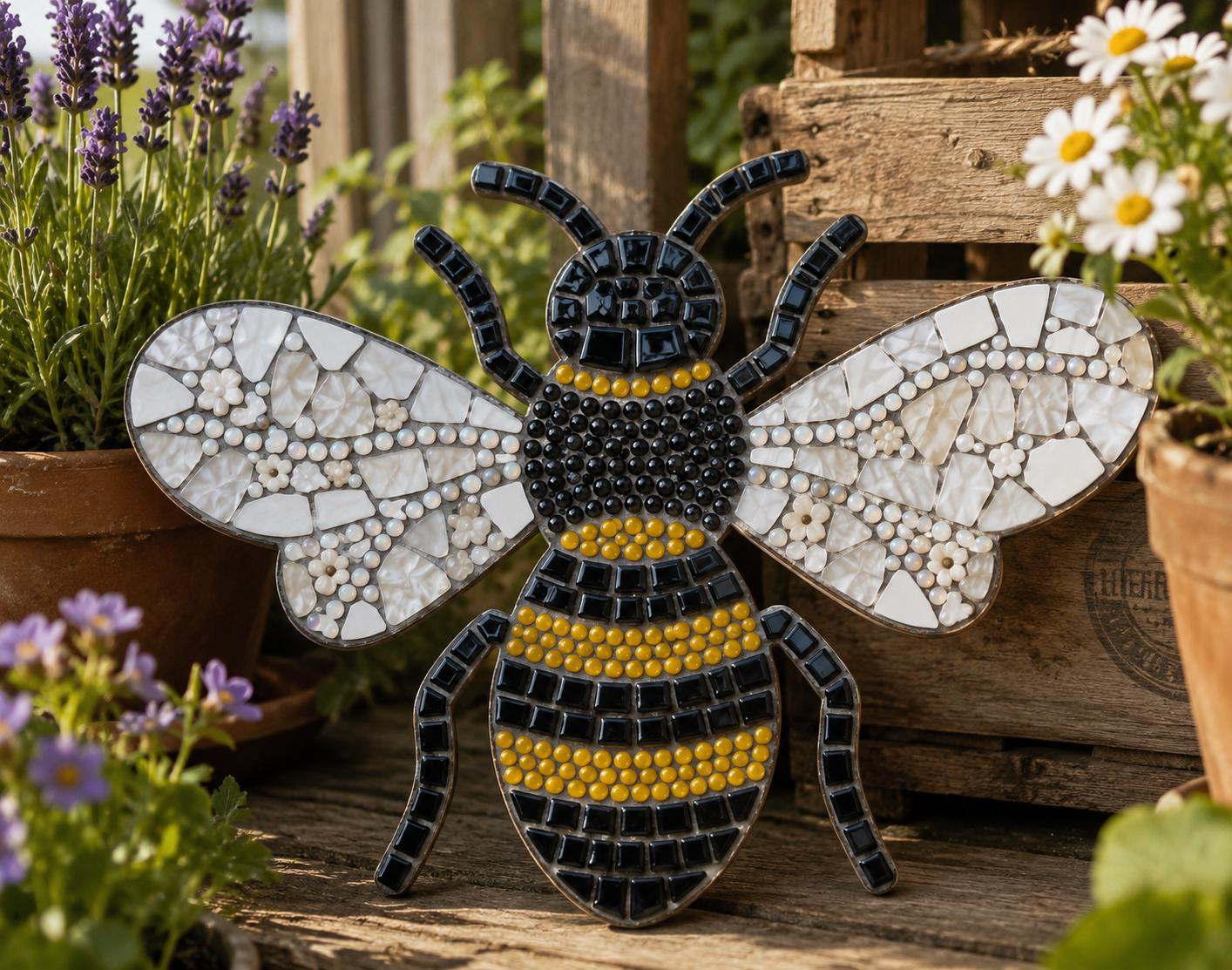 Wooden Bee Mosaic Base – 6mm Birchwood Ply Craft Blank (20cm x 14cm) Garden Décor Projects