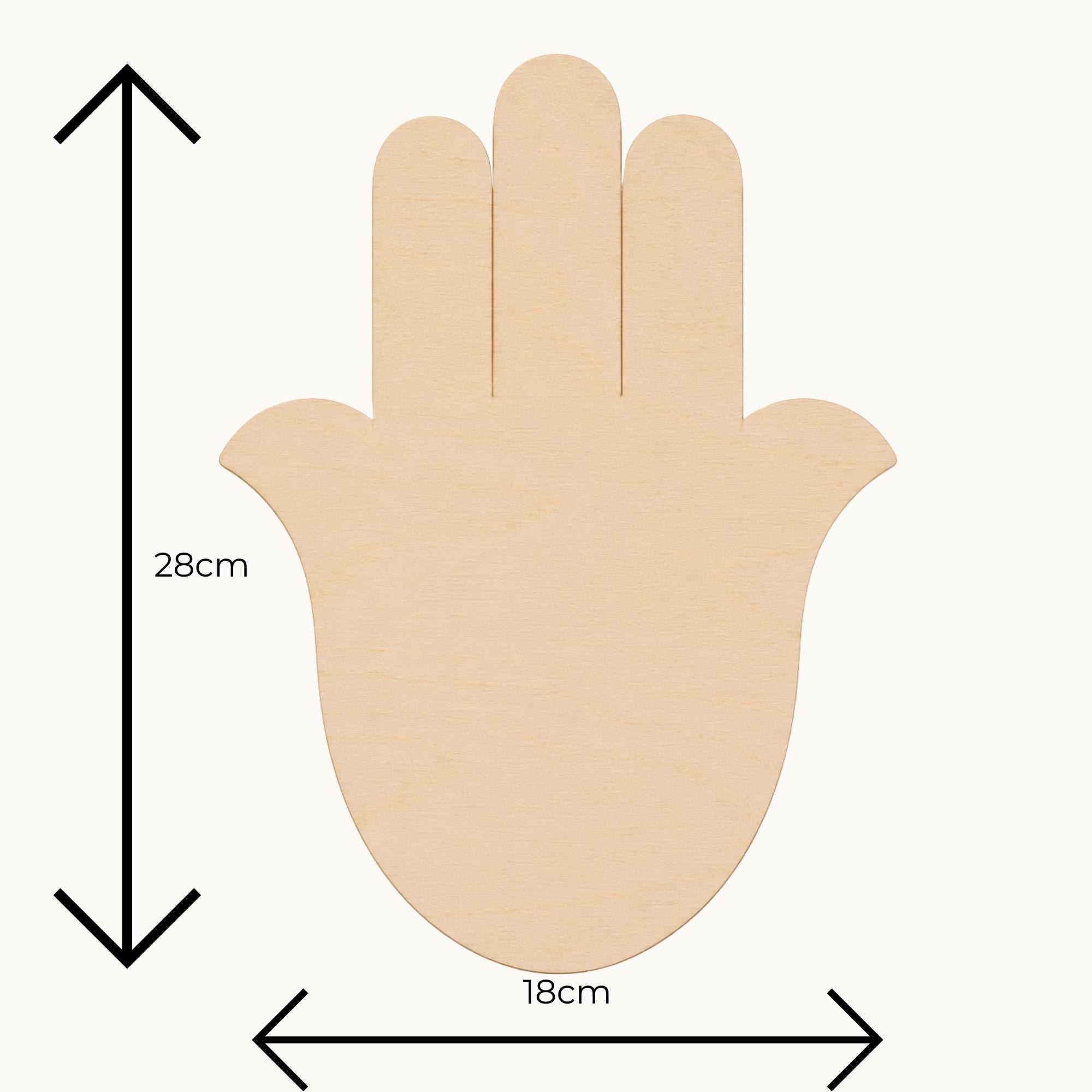 Wooden Hamsa Hand Mosaic Base – 6mm Birchwood Ply Craft Blank (28cm x 18cm) Garden Décor Projects