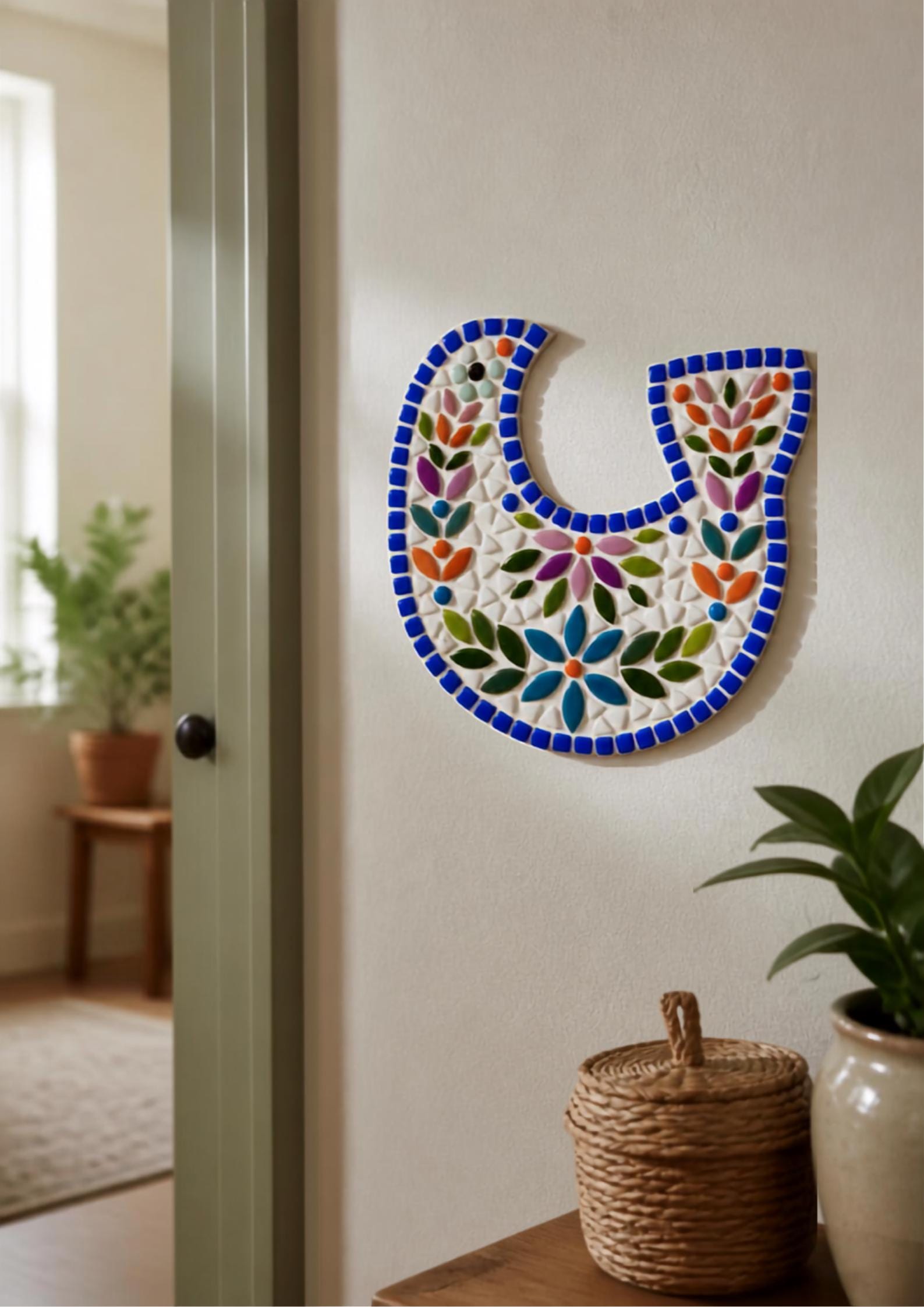 Scandi Folk Art Collection - Bird Mosaic Kit DIY Mosaic Craft Kit | Nordic Folk Art | Beginner Mosaic Kit | Suitable for beginners
