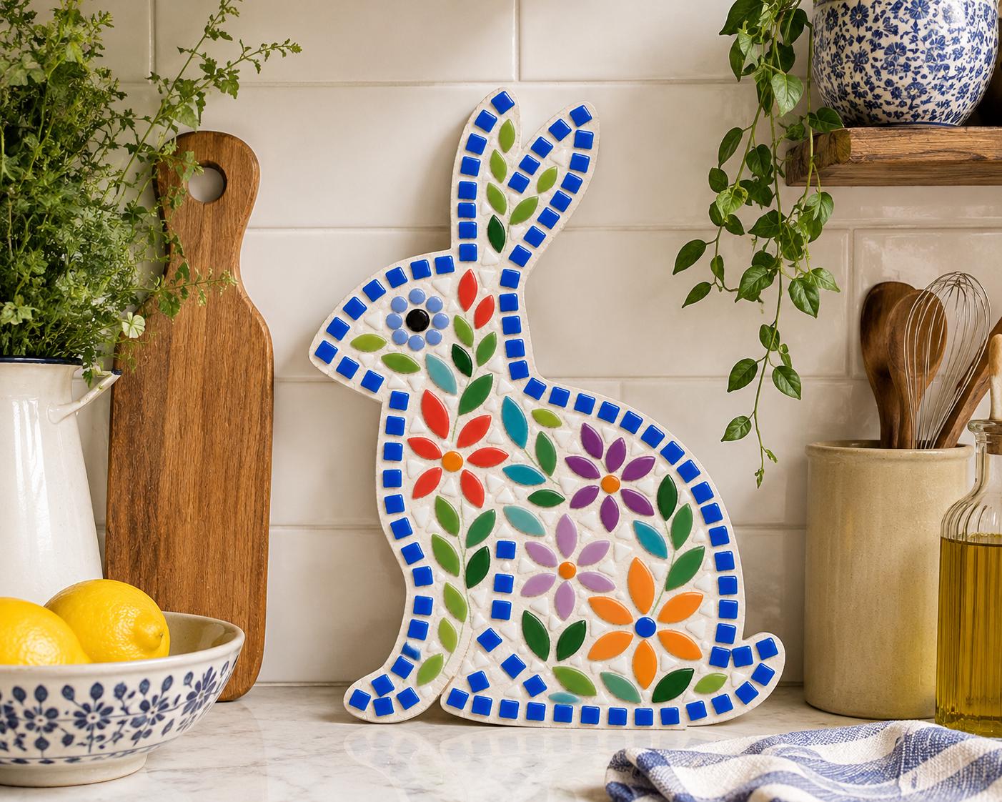 Scandi Folk Art Collection - Hare Mosaic Kit DIY Mosaic Craft Kit | Nordic Folk Art | Beginner Mosaic Kit | Suitable for beginners.