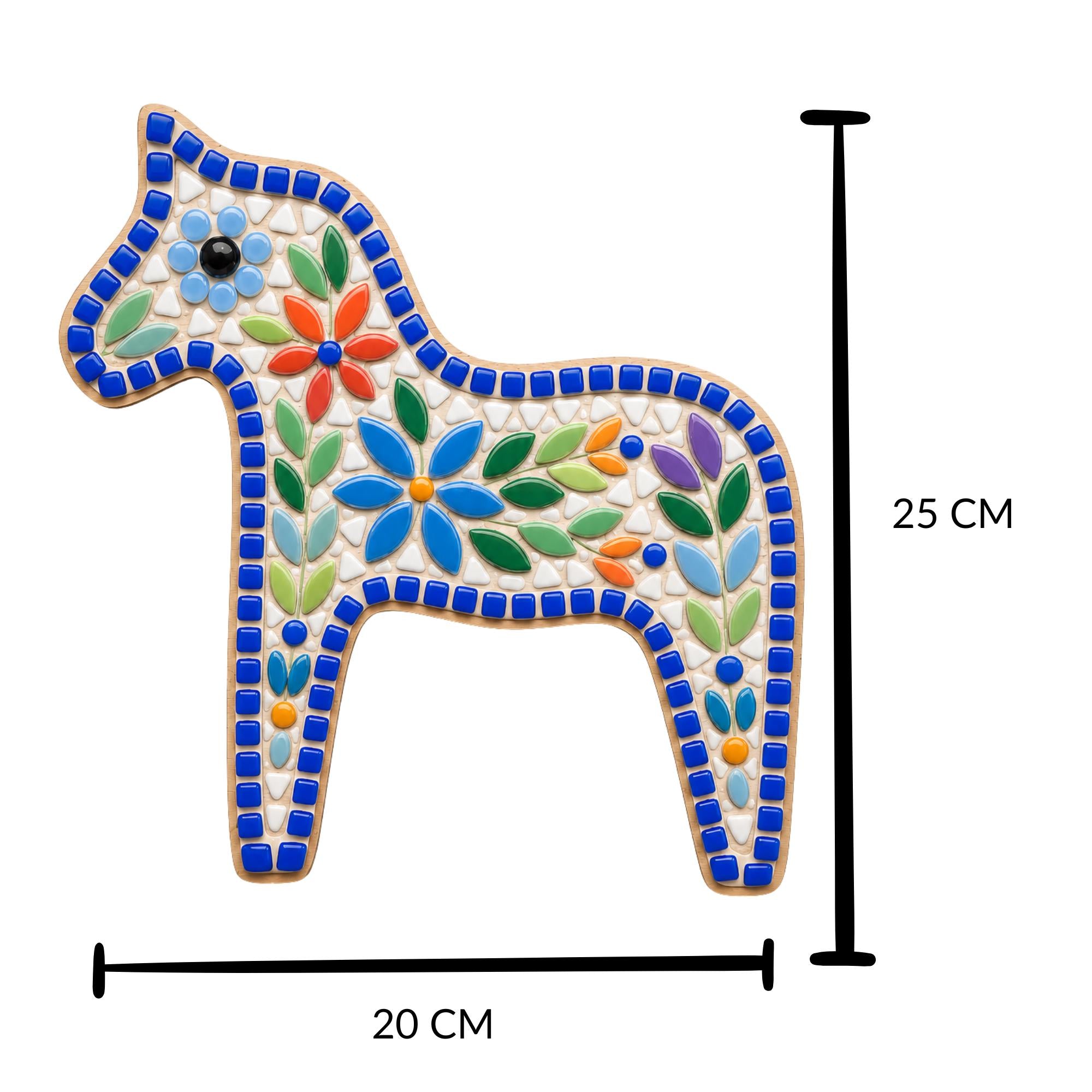 Scandi Folk Art Collection - Dala Horse Mosaic Kit DIY Mosaic Craft Kit | Nordic Folk Art | Beginner Mosaic Kit | Suitable for beginners
