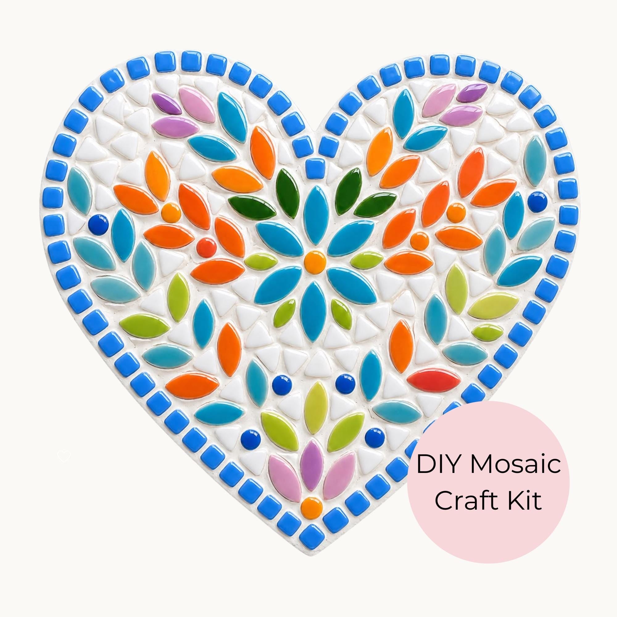 Scandi Folk Art Collection - Heart Mosaic Kit DIY Mosaic Craft Kit | Nordic Folk Art | Beginner Mosaic Kit | Suitable for beginners