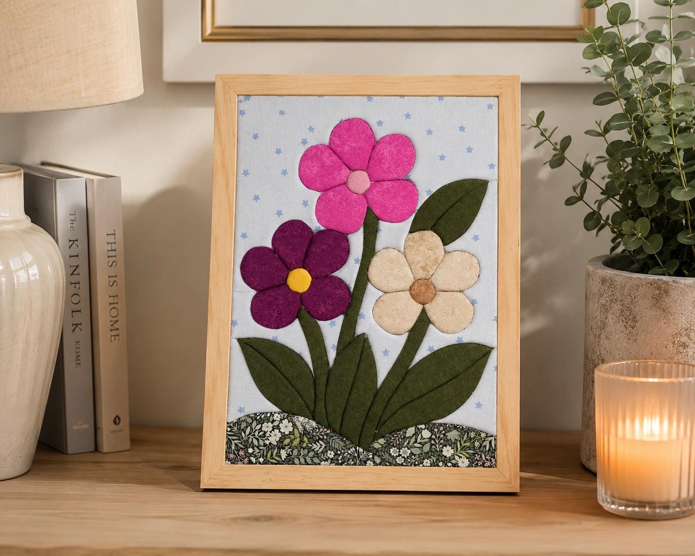 Fabric Mosaic Kit | Wildflower Garden Kinusaiga Craft | Beginner No Sew Art