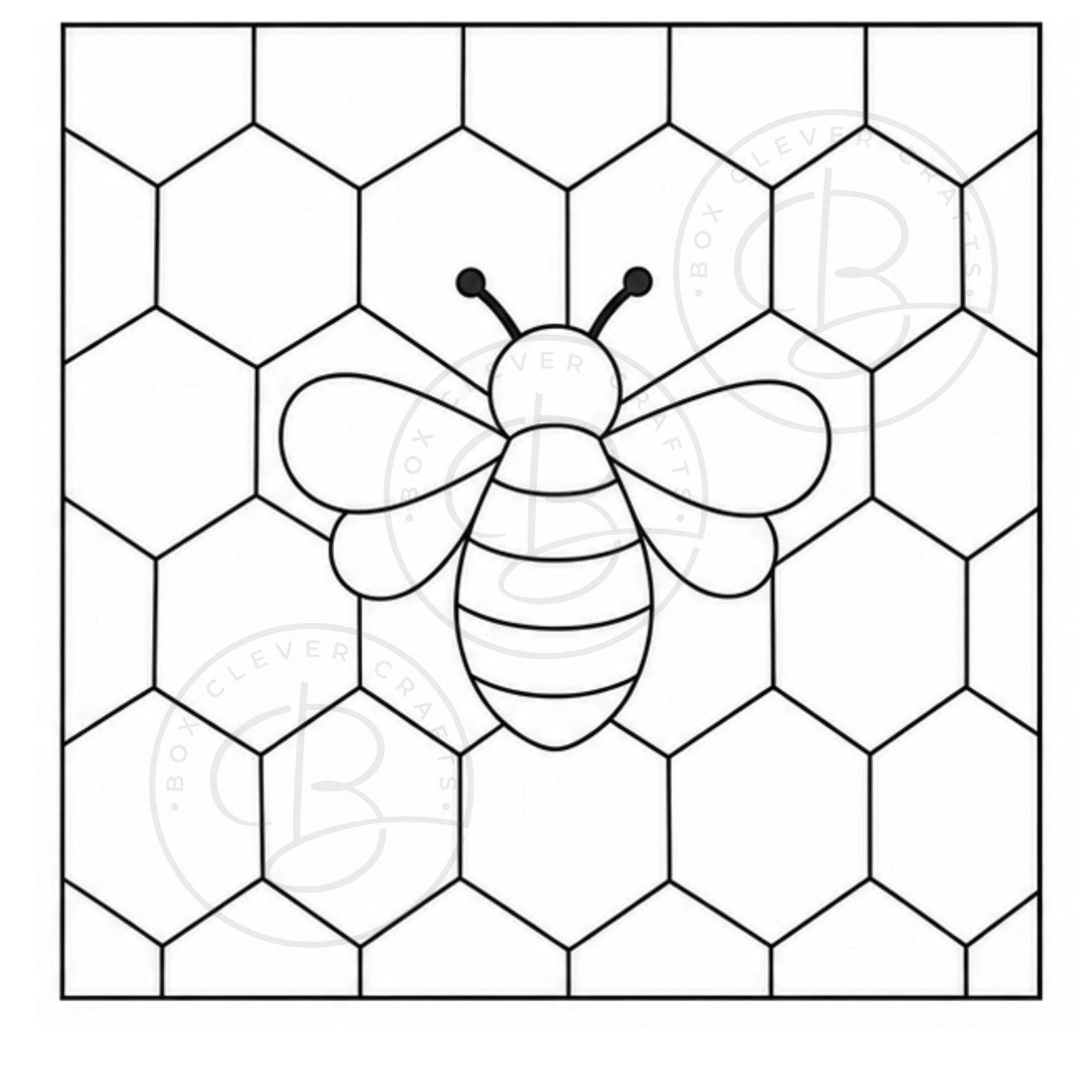 Kinusaiga Fabric Mosaic Patterns | 4 Bee Designs, 20cm Square (Digital Download)