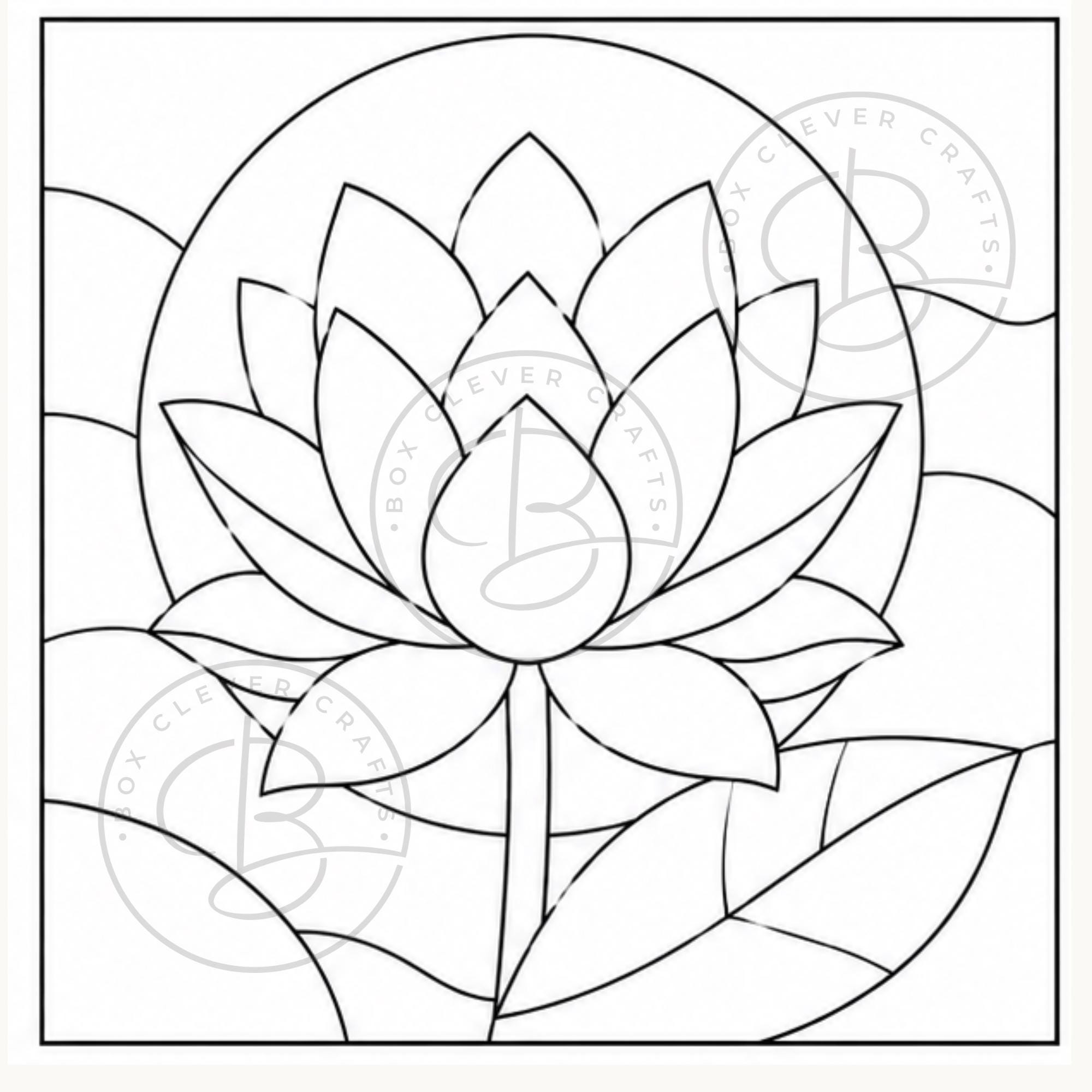 Lotus Flower Fabric Mosaic Supplies | Printed Templaces | Foam | Kinusaiga Tools | Just Add Your Own Fabric