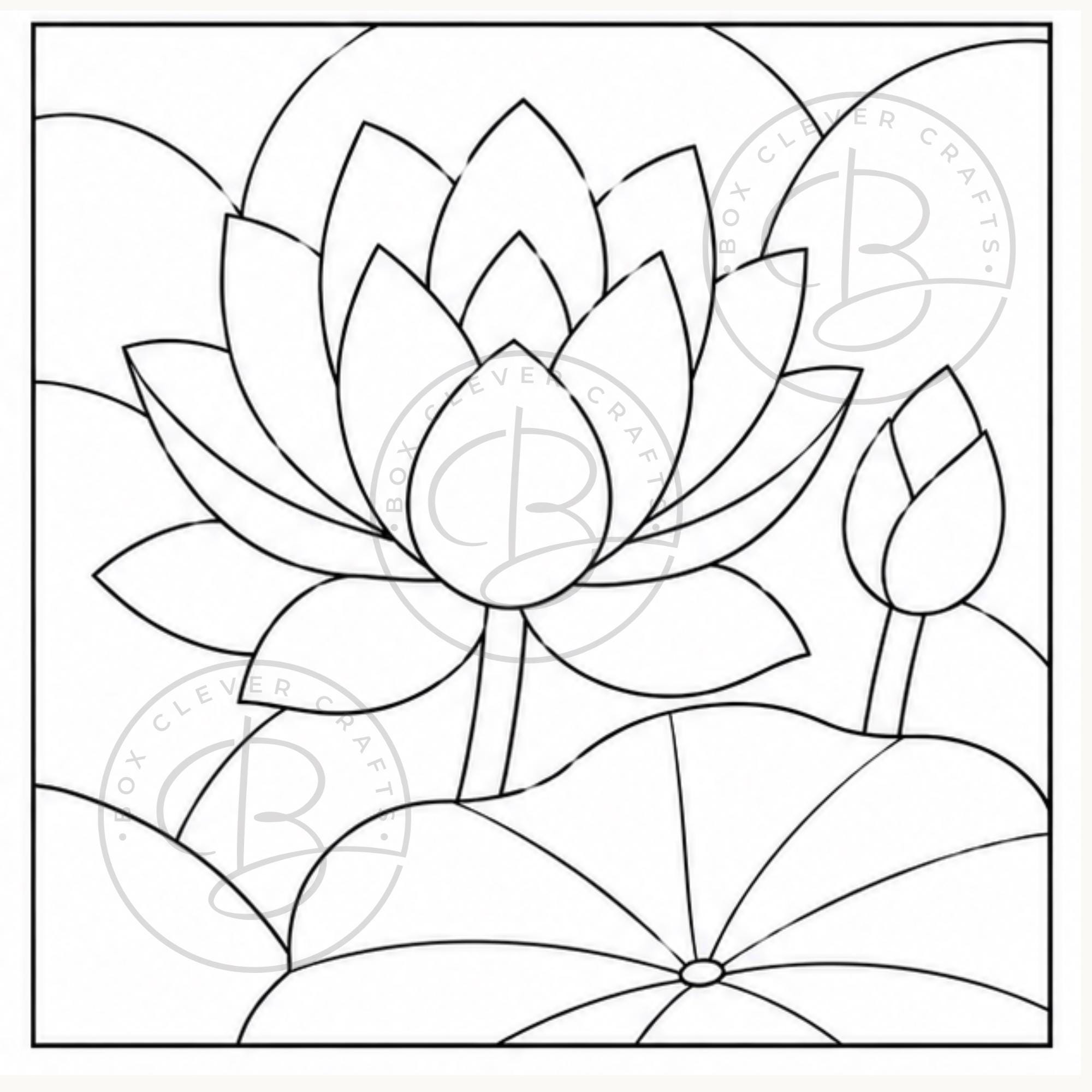 Lotus Flower Fabric Mosaic Supplies | Printed Templaces | Foam | Kinusaiga Tools | Just Add Your Own Fabric