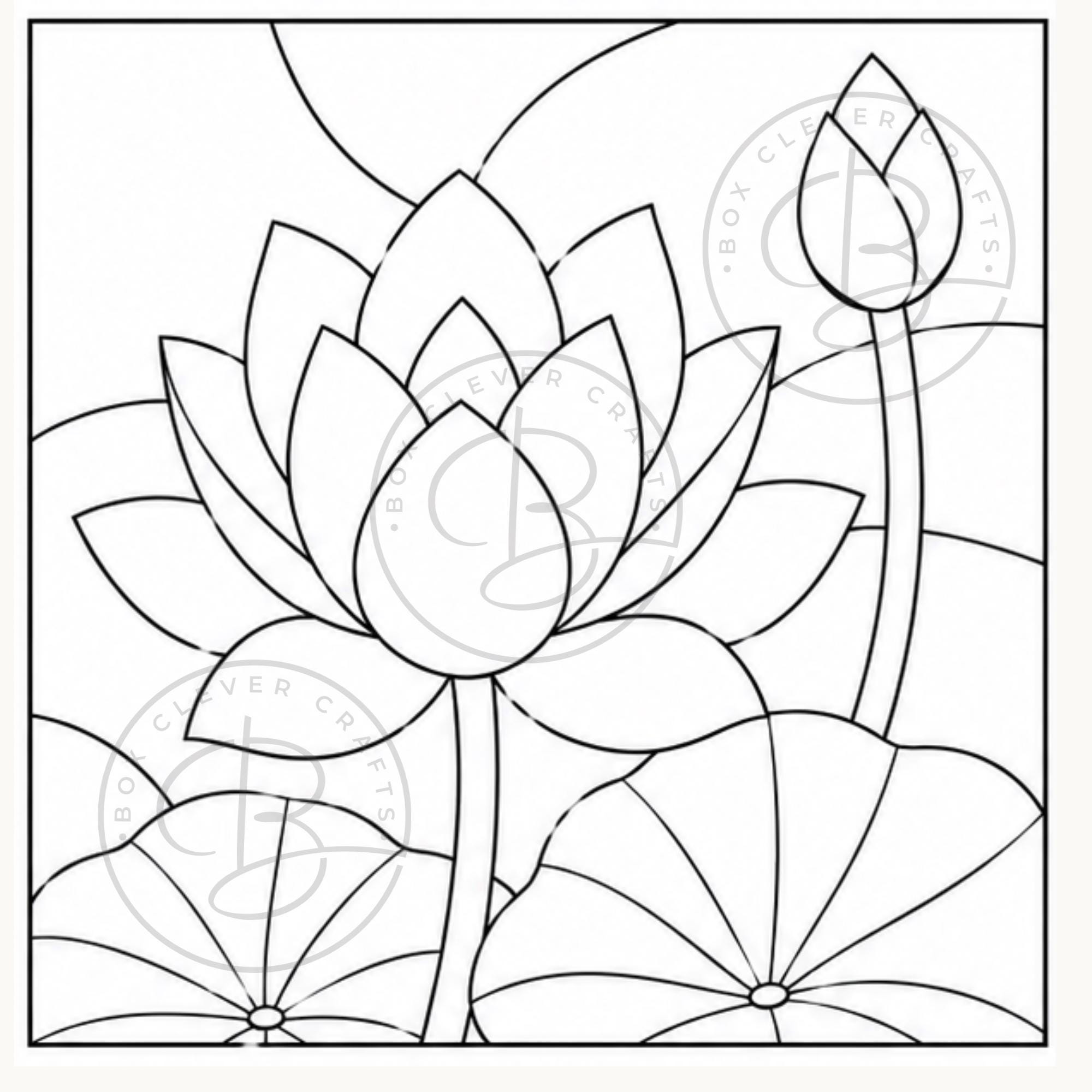 Lotus Flower Fabric Mosaic Supplies | Printed Templaces | Foam | Kinusaiga Tools | Just Add Your Own Fabric