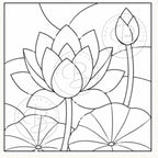 4 Lotus Kinusaiga Patterns | Fabric Mosaic Templates (PDF Download)