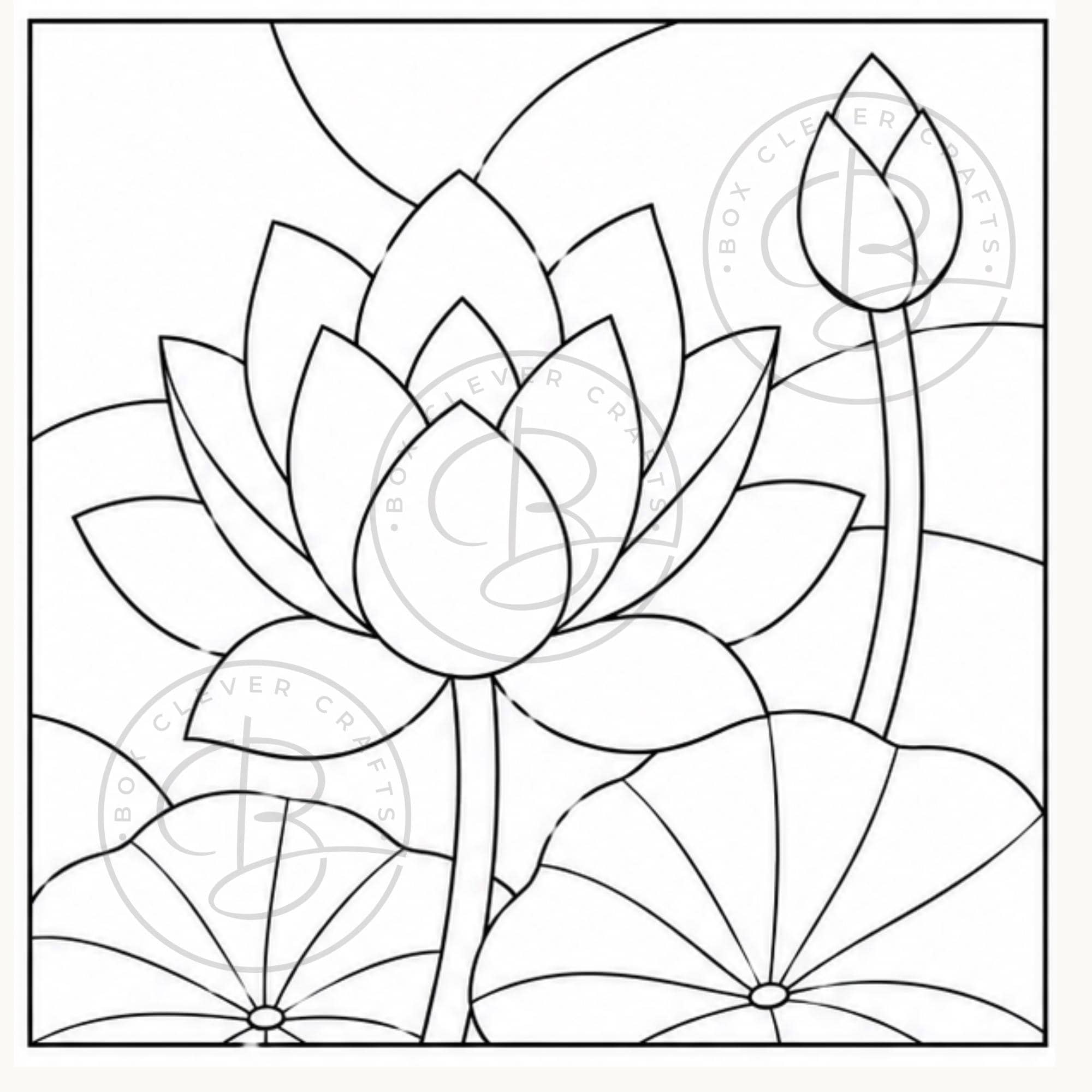 4 Lotus Kinusaiga Patterns | Fabric Mosaic Templates (PDF Download)