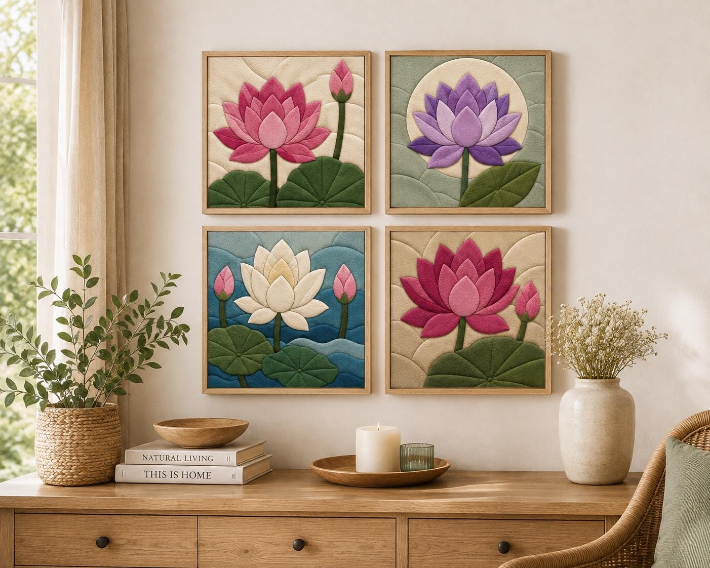 Lotus Flower Fabric Mosaic Supplies | Printed Templaces | Foam | Kinusaiga Tools | Just Add Your Own Fabric