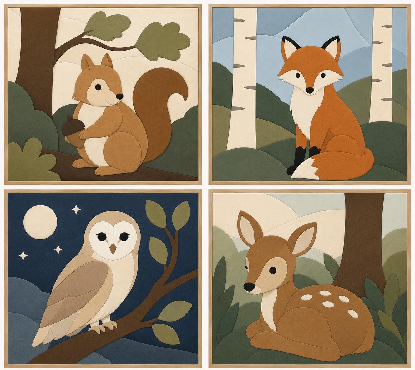 Woodland Animal Kinusaiga Supplies | Fabric Mosaic Templates | Foam Board | Kinusaiga Tools | Simply Add Your Own Fabrics