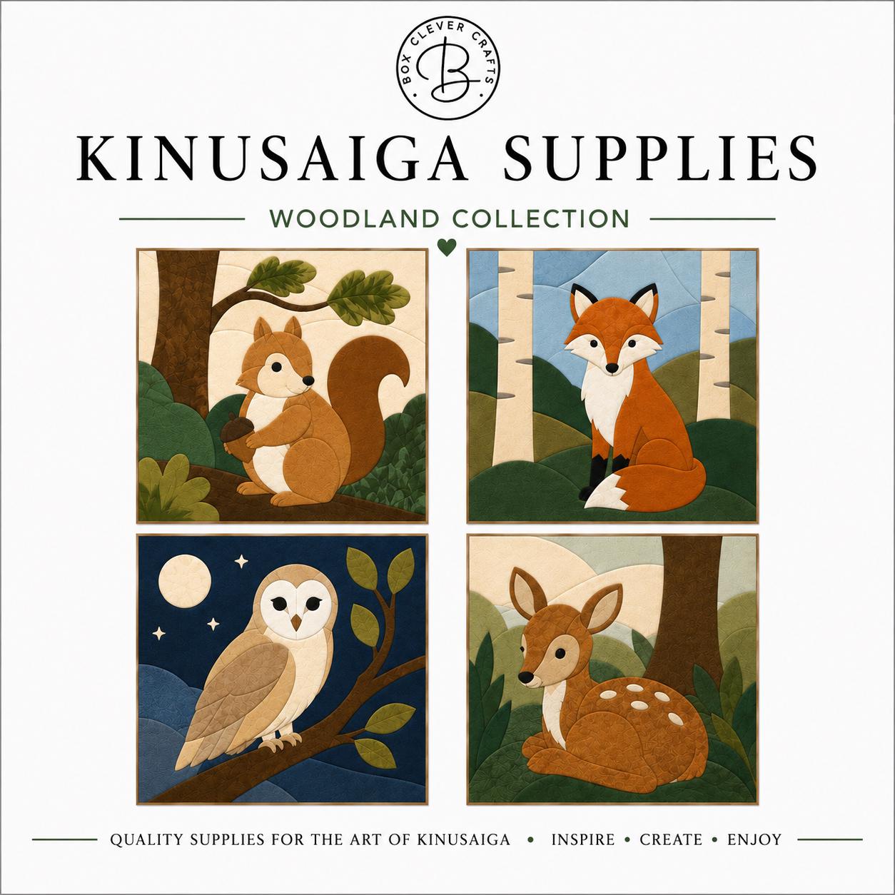 Woodland Animal Kinusaiga Supplies | Fabric Mosaic Templates | Foam Board | Kinusaiga Tools | Simply Add Your Own Fabrics