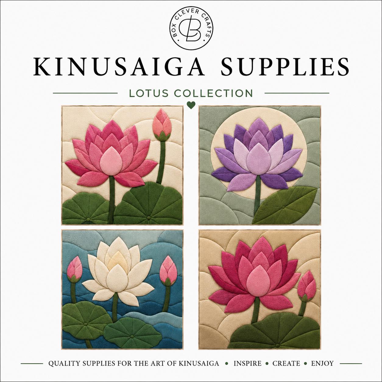 Lotus Flower Fabric Mosaic Supplies | Printed Templaces | Foam | Kinusaiga Tools | Just Add Your Own Fabric