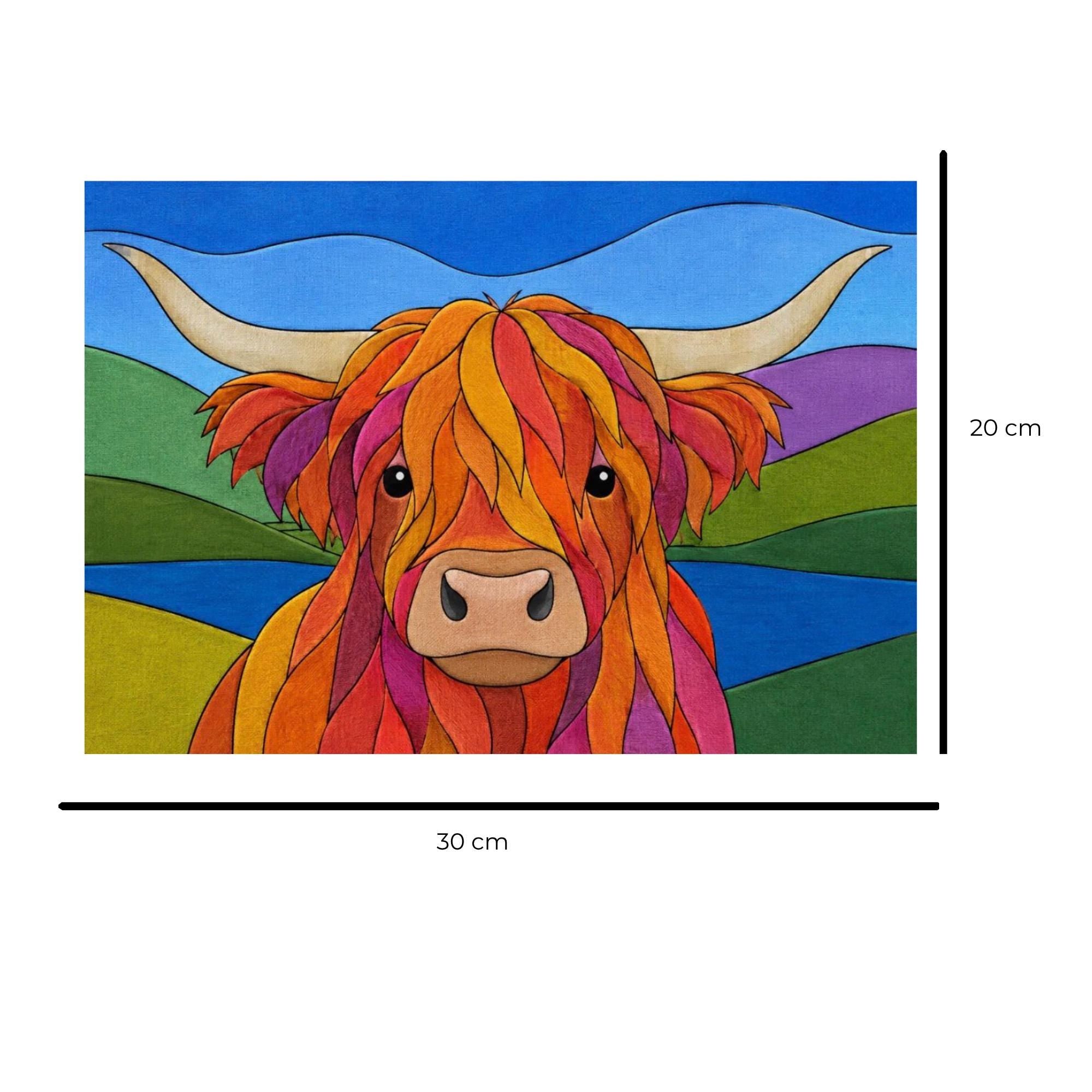 Highland Cow Fabric Mosaic Kit | Beginner Kinusaiga Craft | No Sew Textile Art