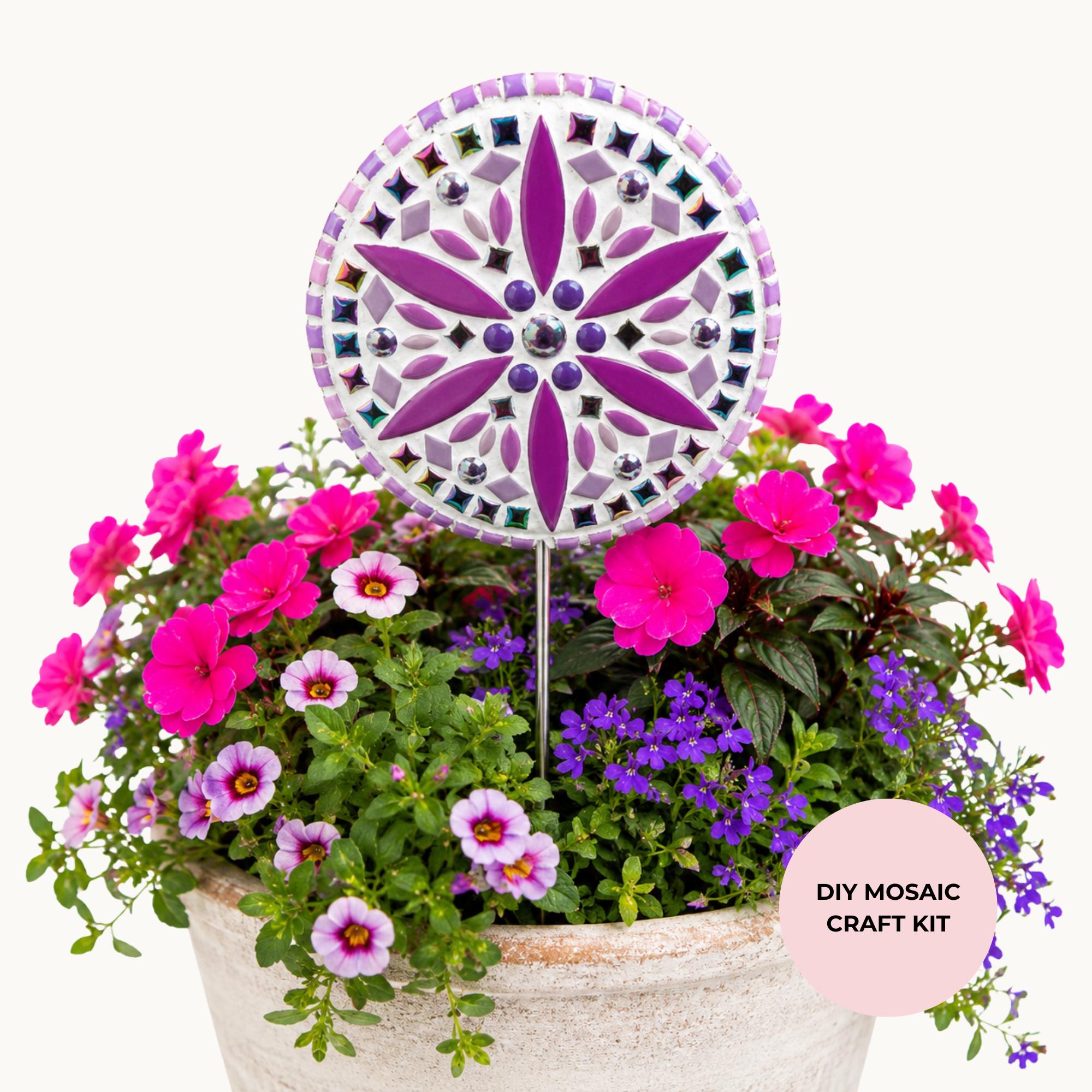 Lavender Dreams Flower Pop Mosaic Kit – DIY Garden Mosaic Craft Kit for Beginners