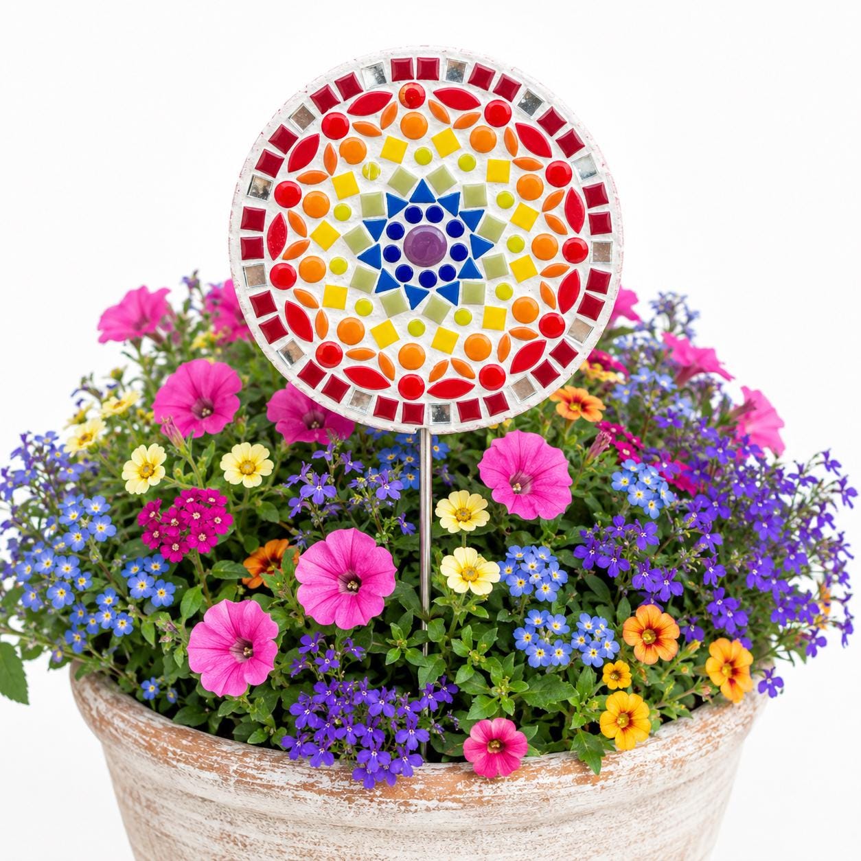 Rainbow Bloom Flower Pop Mosaic Kit – DIY Garden Mosaic Craft Kit for Beginners