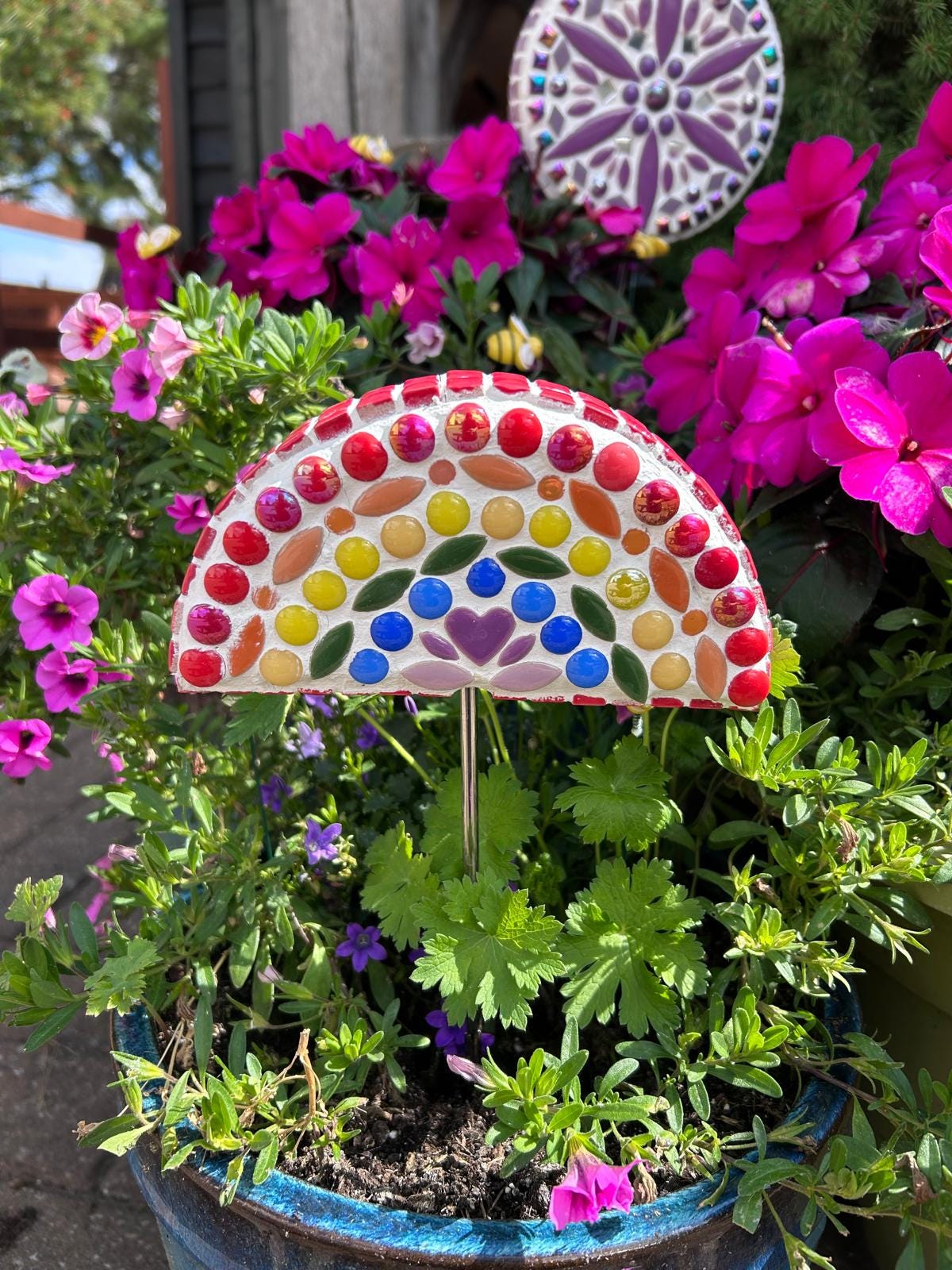 Little Rainbow Flower Pop Mosaic Kit – DIY Garden Mosaic Craft Kit for Beginners