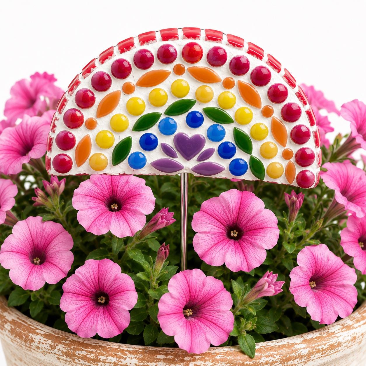 Little Rainbow Flower Pop Mosaic Kit – DIY Garden Mosaic Craft Kit for Beginners