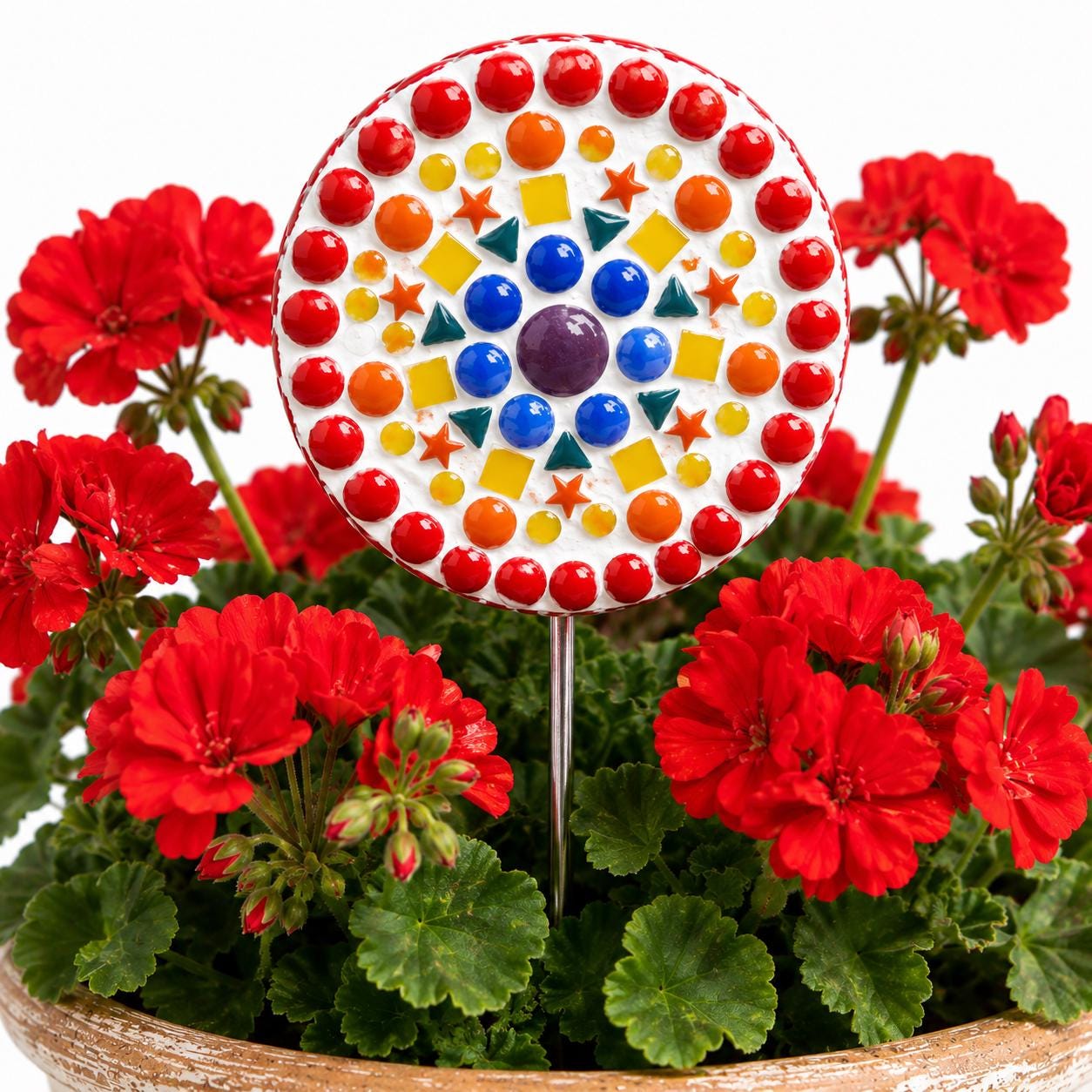 Rainbow Dot Flower Pop Mosaic Kit – DIY Garden Mosaic Craft Kit for Beginners
