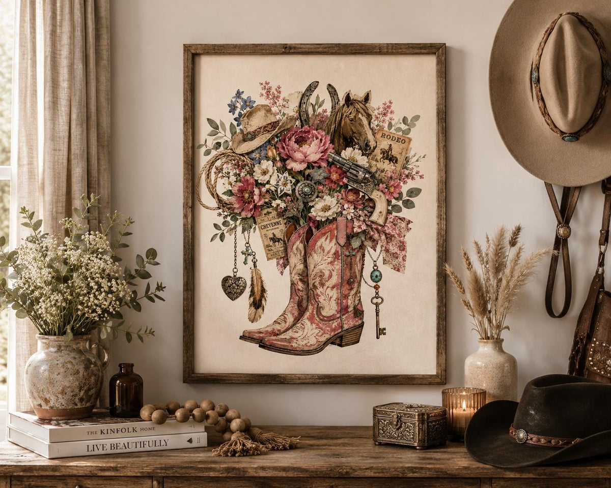 Collage Art Kit | Create Your Own Poster | Wild At Heart Cowboy Boots | Perfect Gift Idea