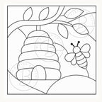 Kinusaiga Fabric Mosaic Patterns | 4 Bee Designs, 20cm Square (Digital Download)
