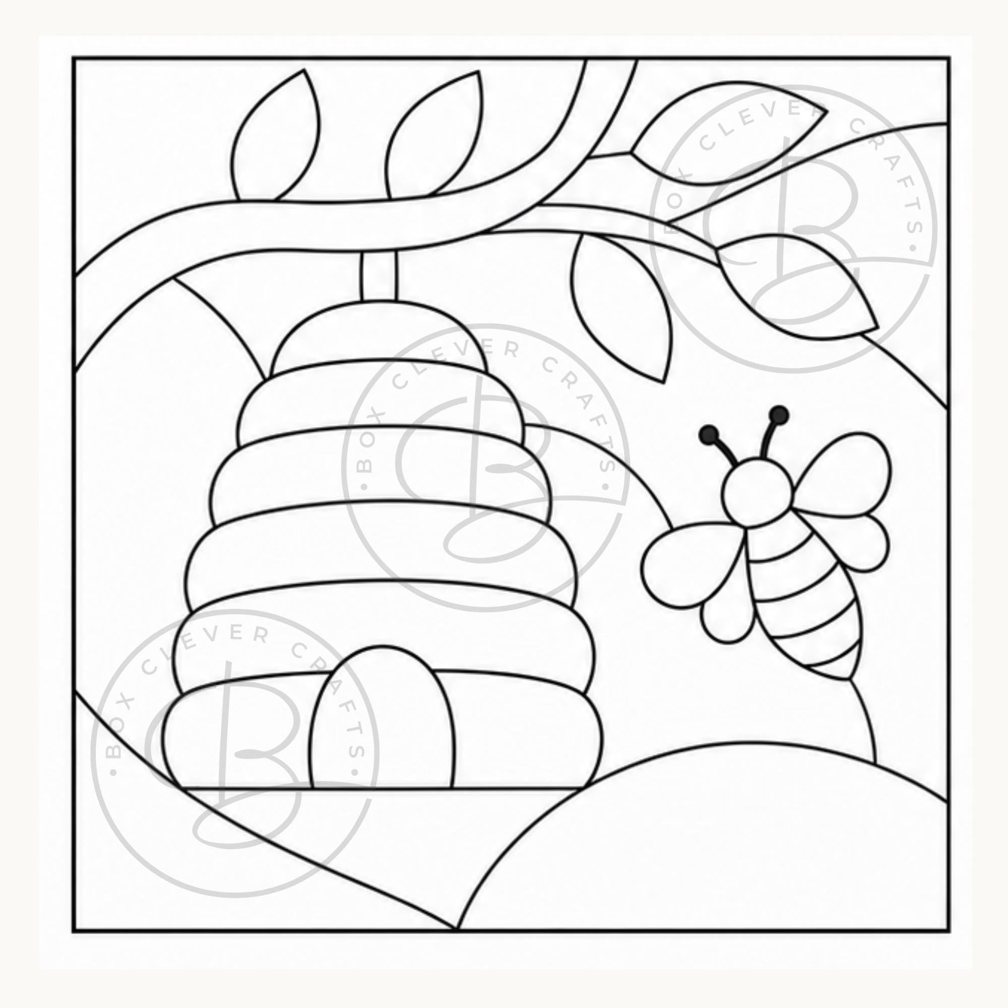 Kinusaiga Fabric Mosaic Patterns | 4 Bee Designs, 20cm Square (Digital Download)