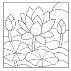 4 Lotus Kinusaiga Patterns | Fabric Mosaic Templates (PDF Download)